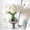 Fleurs décoratives 5 pièces 1 bouquet européen fleur artificielle fausse pivoine Bouquet de mariée pour noël fête de mariage maison