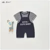 Rompers Biobella Baby Boy Summer Romper Fashion Toddler Infant Boys kläder Kort ärm Första födelsedagsdopet 0-24m