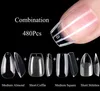 Faux Ongles 480 Pcs Nail Tips Gel Américain X Extension Systerm Couverture Complète Amande Cercueil Appuyez Sur Artificiel