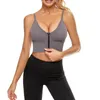 Women's Shapers Apparel Women's Zip Front Sports Bra Spaghetti Strap Cotton Pullover Yoga Bras C