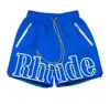 RHUDE Summer High Street com cordão com letras 3m reflexivo hip-hop casual shorts curtos de praia hipster