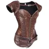 Bustiers Corsets Gothique Steampunk Vêtements Femmes Plus La Taille Vintage Pu Corset En Cuir Brun Survêtement Bustier Corselet Overbust Tops