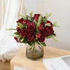 Decorative Flowers Artificial Vases For Decoration Home Christmas Garland Fake Plants Wedding Bride Outdoor Diy Cady Box Silk Peony Bouquet