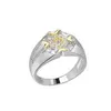 Hip Hop 925 Sterling Silver Pure Two Tone 14k Gold-plated Halo Cz Mens Wedding Designs Cross Rings