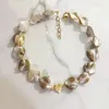 Choker Unikalny moda Nieregularna matka perłowej skorupa z koralikami Naszyjnik Kobieta prosta modna biżuteria w zawieszanie serca Prezent Walentynki
