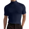 Męskie koszule 1pc marka odzież męskie Sumne Sumne krótkie rękawy Turtleeck T-shirt/Mężczyzna Slim Fit Fashion Wysokiej jakości T-shirt