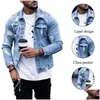 Men'S Jackets Adisputent Men Jeans Coat 2021 Autumn Mens Jacket Fashion Casual Denim Plus Size Blue Color Lapel Ripped Jean X0710 Dr Dhj9L