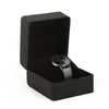 Boîtes de montre Premium Box Gift Black Matte PU Leather Storage Emballage de logo personnalisé unique