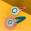 Pinzas para el cabello de diseñador de lujo Horquillas de nuevo estilo para mujer Pasadores retro Señoras Carta de personalidad simple Pinza para el cabello de girasol europeo y americano