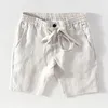Herren-Shorts aus 100 % Leinen, Sommer-Shorts für Herren, lässig, einfarbig, grau, modisch, Boardshorts, Herren, klassische Kordelzug-Shorts, Kleidung 230503