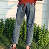 Women's Jeans Grey Button Front Boyfriend 2023 Autumn Casual Streetwear Trousers Women Solid Tapered Denim Pants