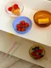 Bowls Glass Bowl Summer Dessert Creative Oat Heat Resistant Fruit Salad Colorful Small Spoon Mixing Cute Set
