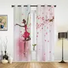 Curtain Ballet Dancer Girl Pink Flower Butterfly Curtains For Bedroom Living Room Drapes Kitchen Children Window Home Decor