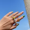 2023 anillo para mujer nuevo Ins estético colorido transparente resina acrílico anillo conjunto geométrico Irregular cuadrado joyería Y2302