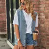 Waistcoats 2022 Nya kvinnor ärmlös denim Vest Fashion Casual Long Jeans Jacket Coat Hipster Clothing SXL Drop Shipping