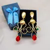 Boucles d'oreilles pendantes africaine grande longue goutte pour les femmes coloré cristal bohème cuivre or couleur charme boucles d'oreilles bijoux tenue quotidienne cadeau