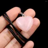 Pendant Necklaces 2023 Natural Stone Heart Necklace Charms Agates Leather Rope For Making DIY Jewerly 25x25x10mm