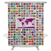 Vorhänge Pacific World Map Flag Geometrischer Druck Duschvorhänge Polyesterstoff Home Badezimmer Dekor Großer wasserdichter Duschvorhang