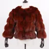 Jackets New Winter Women Genuine Fox Fur Coats Ladies Slim Short Real Natural Fur Jackets New Style 100% Natural Real Fox Fur Overcoats