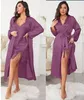 Kvinnors sömnkläder sexiga kvinnor Nightyrobe Set Spring Summer Kimono Bathrobe Gown 2 Piece Suit Loungewear Nightgown Casual Homewear