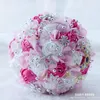 Decoratieve bloemen kralen bruid vasthouden 2023 Wedding Ribbon Rose's Bouquet Pink Blue White Champagne Purple Bridal Bouquets