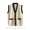 Cardigans Cotton Knitted Cardigan Vest For Sandro 2022 Summer New Commuter Sleeveless Vneck Sweater Vest Women