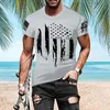 Camiseta de camisetas masculinas para homens Men Mens Independence Day bandeira casual macio e confortável mangas curtas algodão grosso