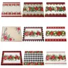 Mats almofadas de juta natural pateta de natal poinsettia flor de mesa estampada de tanta almofada de pano de pano de chá de chá placemat cofrestra da coluna da cozinha z0502