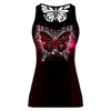 Kvinnors tankar Summer Fashion Plus Size S-5XL Butterfly Firefly Skinny Women Hollow Out Sleöneless Tees Shirt Sequin Tshirt Outfit