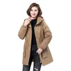 Women's Trench Coats 2023 Winter Khaki Cotton Jacket Women Top Loose Blue Black Thick Warm Coat Fashion Hooded Casual N1525