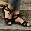 Sandals Women Lace-up Front Criss Cross Zipper Back Elegant Faux Suede Ankle Strap Outdoor Slides Casual Shoes