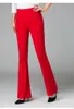 Pantalon femme 2023Red Denim femmes taille haute élastique cloche-bas long jean maigre Flare danse décontracté élégant rouge