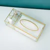 Organisation Gold Tissue Box Rectangular Clear Glass Paper Tissue Box For Home Tissue Dispenser Geometric Glass Tissue Box