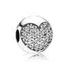 الخرز S925 Silver Bead Charm Pave Crystal Love Clip Clip Lock Stopper for Women Bracelet Diy Jewelry