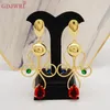 Boucles d'oreilles pendantes africaine grande longue goutte pour les femmes coloré cristal bohème cuivre or couleur charme boucles d'oreilles bijoux tenue quotidienne cadeau