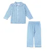 Bajamas Spring Button Up Easter PJS Long Sleeve 2PCS Sleepwear Dequered Knit Boys مطابقة Pajama مجموعات الفتيات Pajamas 230503