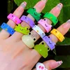 Band Rings Cute Frog for Lover Polymer Clay Resin Acrylic Women Girls Couple Ring Summer Fashion Animal Jewelry Gifts Y23