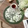 Table Mats Placemats For Dining Set Of 2 Waterproof Faux Leather Place Indoor Outdoor Round Heat Resistant Home Decoration Green