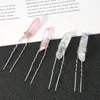 Hair Clips Romantic Real Quartz Crystal Point Crown Wand Wire Craft Comb Sticks Energy Stone Hairpin Woman Tiara Wedding Bride Jewelry