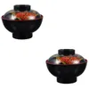 Bols 2 pcs Style Japonais Nouilles Ramen Bol De Soupe De Riz Traditionnel Avec Couvercle Assorti