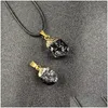 Colliers de pendentif guérison Irregar Crystal Rough Stone Corde Chaîne noire pour femmes Men Pendants Collier Craft Gift Drop Livil