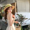 Шляпа Шляпа Шляпа для женщин для женщин зеленая длинная лента Ladies Beach Fashion Fashion Dop Girls Summer Sun Cops