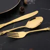 Set di stoviglie Set di posate da tavola in oro con specchio occidentale vintage 20 pezzi Set di posate da pranzo Coltello Forchetta per torta Cucchiaino Set di stoviglie di lusso con incisione 230503