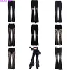 Damesbroek capris y2k gotisch zwart fluwelen kanten mesh flare broek sexy harajuku esthetiek zie door emo broek vintage dames zomer pant streetwear 230503