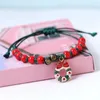 Strand Christmas Theme Braided Rope Braceet Xmas Tree Garland Gift Alloy Pendant Bracelets Women Bangle Charm Party Jewelry