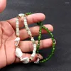 Cara verde de pedra natural de pedra de pedra artesanal colares de pérolas para meninas jóias