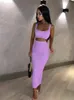 Dwuczęściowa sukienka Kobiety letnie ubrania Soild Kolor Casual Crop Tank Tops Długie ołówek spódnica fitness chuda strój garnituru Dwuczęściowe zestawy 230503