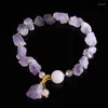 Strand Natural Stone Amethyst Rough Beaded Bracelet For Men Women Healing Crystal Gem Lucky Fashion Couple Jewelry Gifts