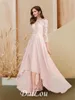 Party Dresses A-Line Empire Cute Prom Formal Evening Dress Jewel Neck Backless 3/4 Length Sleeve Asymmetrical Chiffon With Pleats Appliques