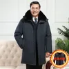 Men's Down 2023 Winter Style Jacket Mid-length Remove Bladder Daddy Clothes Genuine Fur Collar White Duck